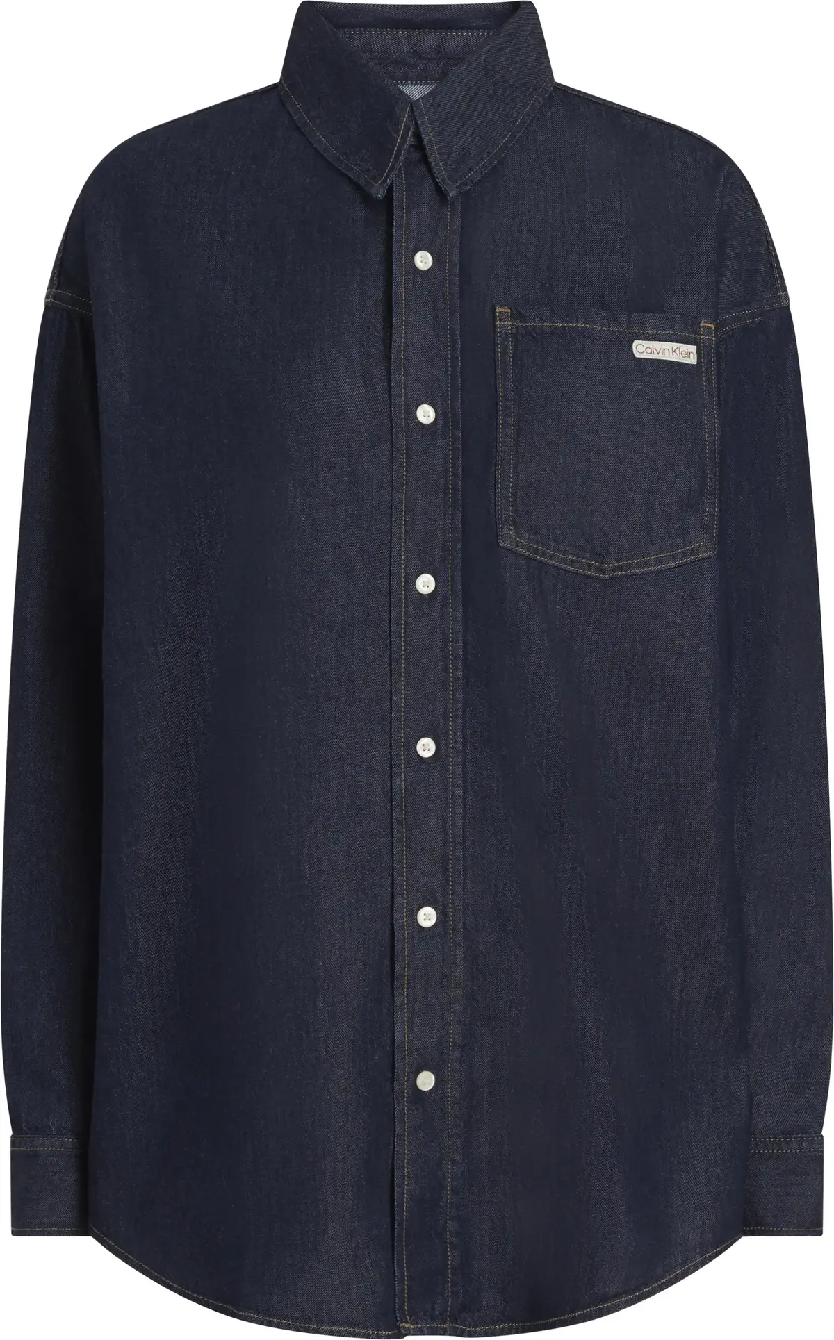 Calvin Klein OVERSIZED LS DENIM S Erkek Erkek Lacivert Kot Gömlek