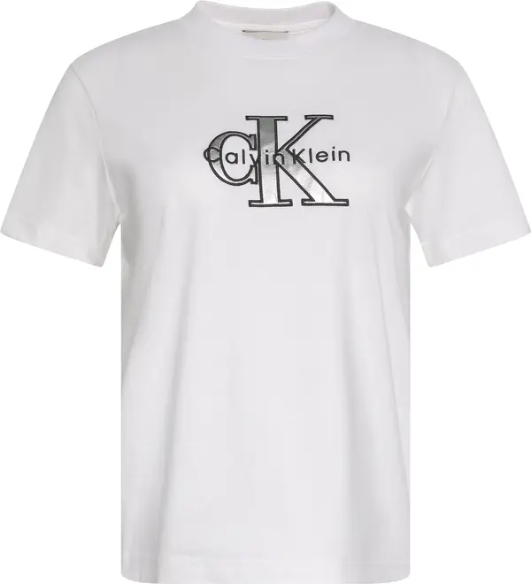Calvin Klein SS CLASSIC MONOLOGO METALLIC CNE Kadın Beyaz T-Shirt