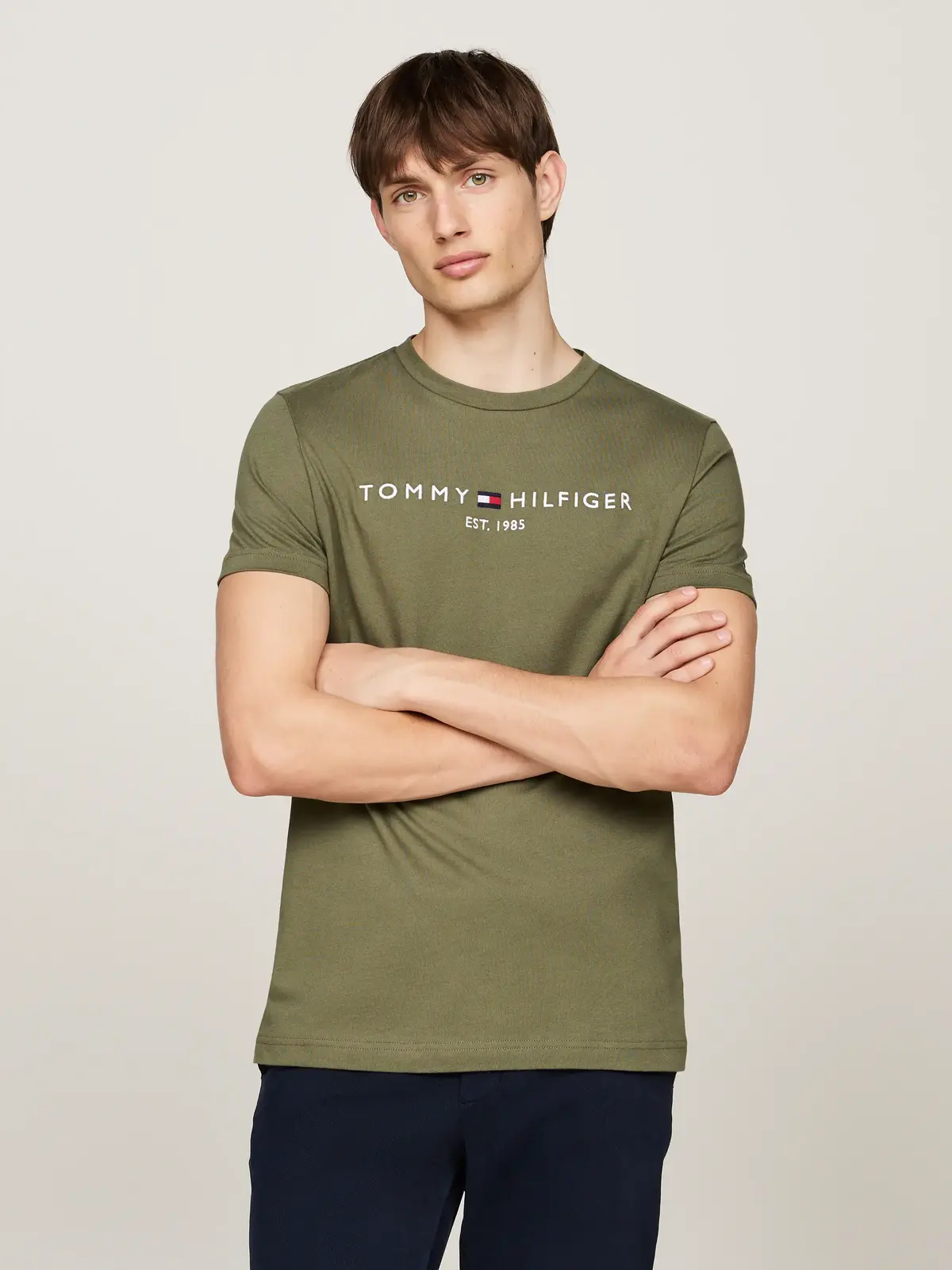 Tommy Hilfiger TOMMY LOGO TEE Erkek Yeşil T-Shirt