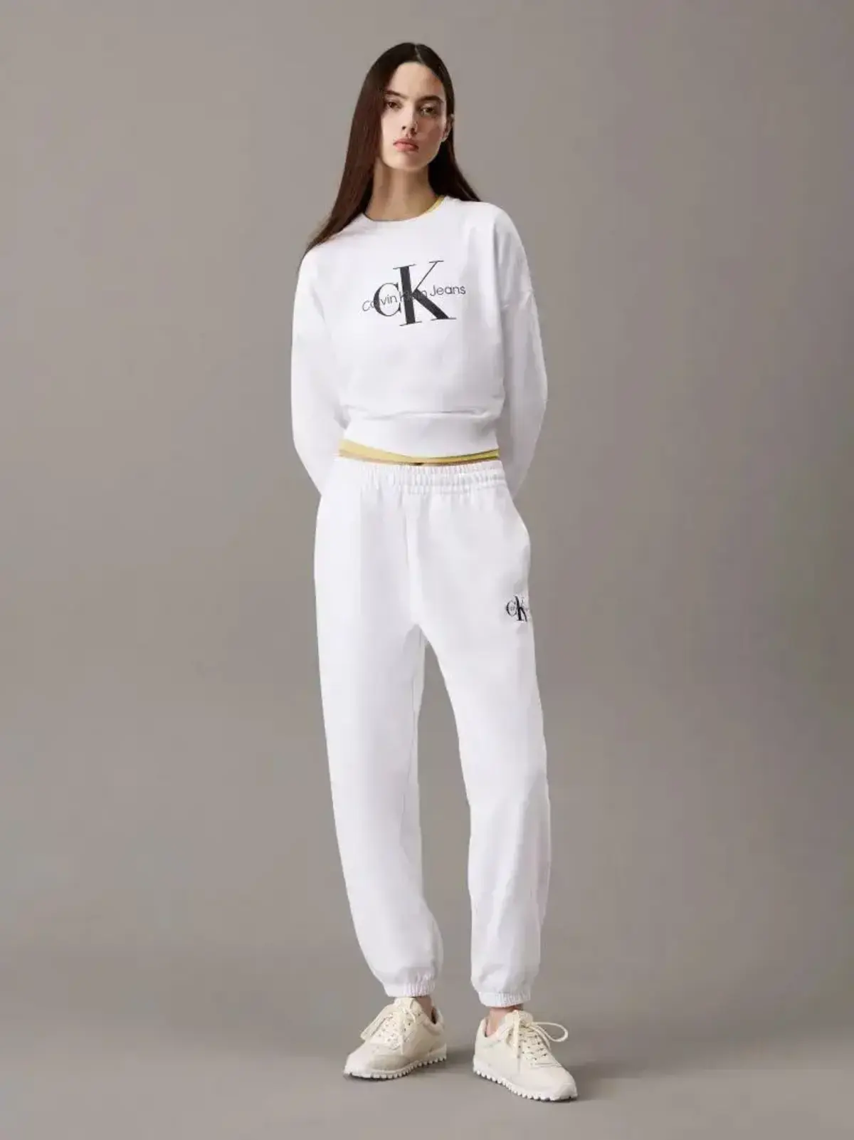 Calvin Klein MONOLOGO FRENCH TERRY JOGGER Beyaz Kadın Pantolon