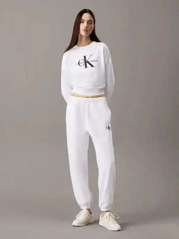 Calvin Klein MONOLOGO FRENCH TERRY JOGGER Beyaz Kadın Pantolon