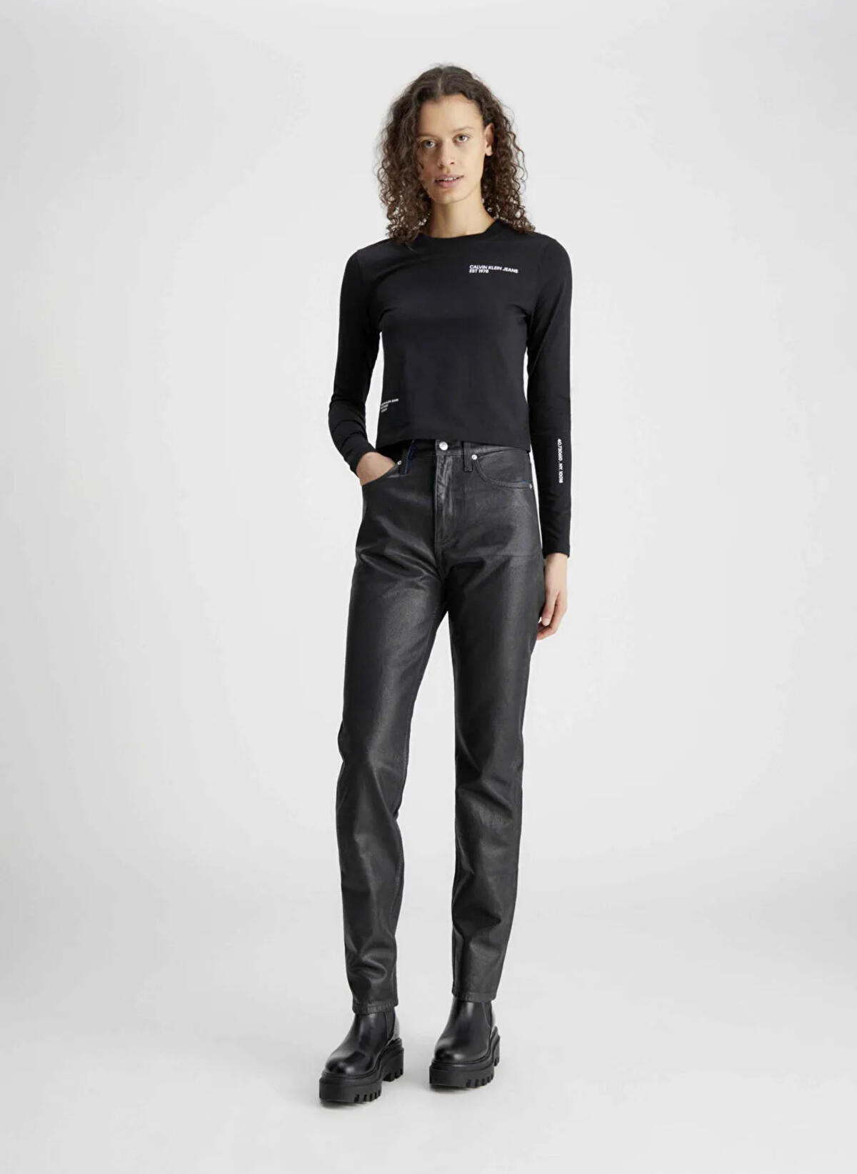 Calvin Klein AUTHENTIC SLIM STRAI, 1BY Siyah Kadın Pantolon