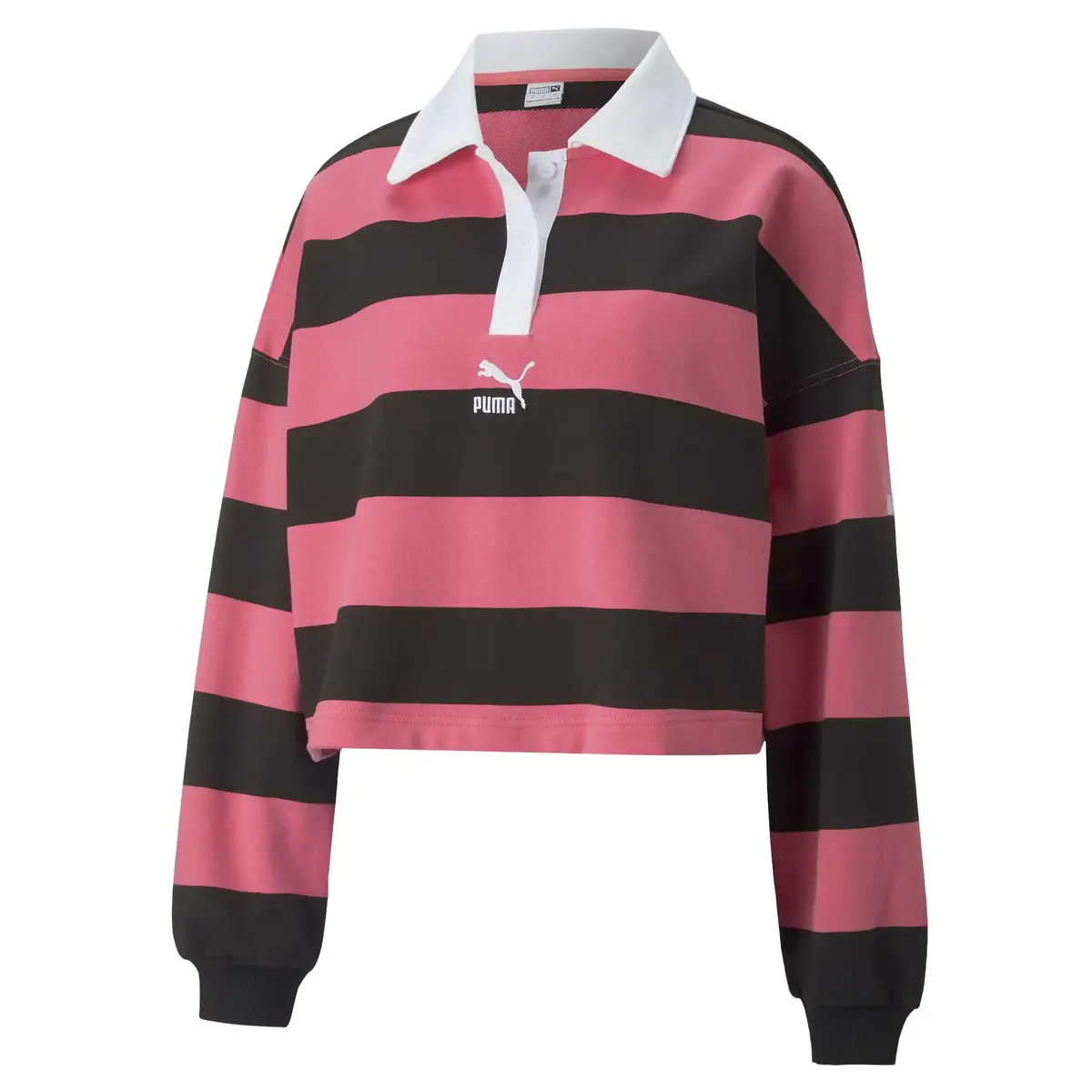 Puma Swxp Striped Longsleeve Pembe Crop Kadın Sweatshirt