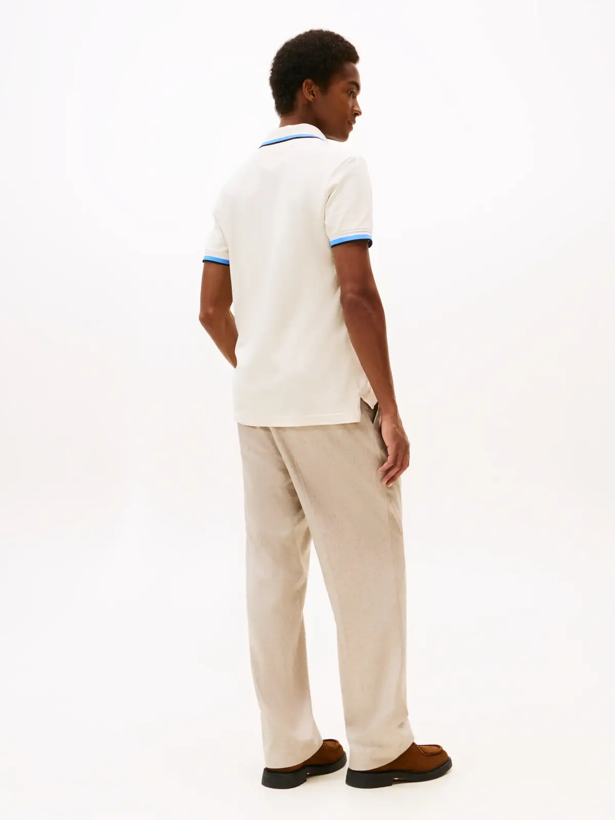 Tommy Hilfiger CUFF INTEREST SLIM Krem Erkek Polo Yaka T-Shirt