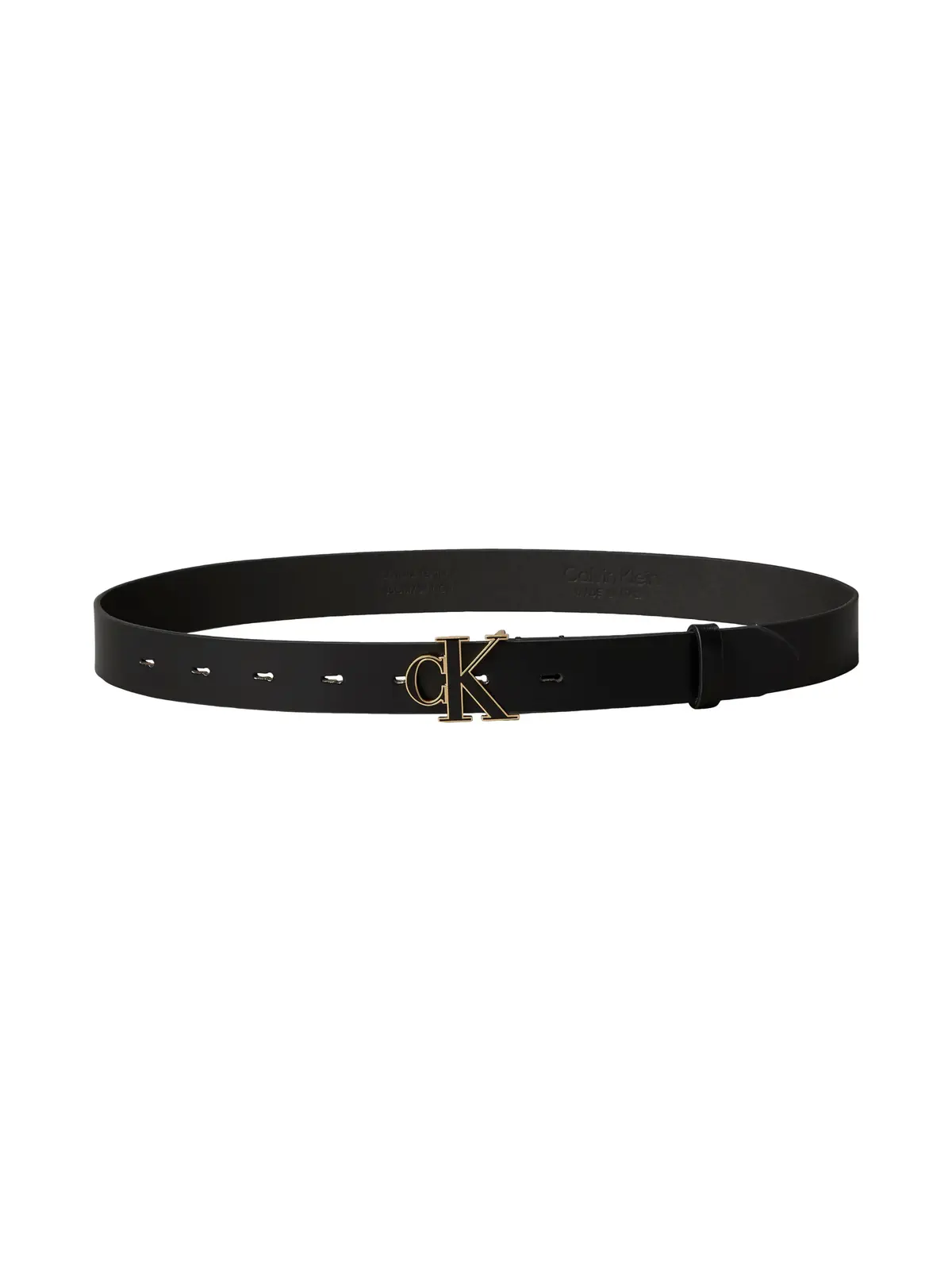 Calvin Klein ROUND CK BUCKLE 30MM Siyah Deri Logo Tokalı Kemer