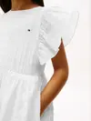 Tommy Hilfiger TEXTURED COTTON DRES, YBR Beyaz Kız Çocuk Elbise-Etek