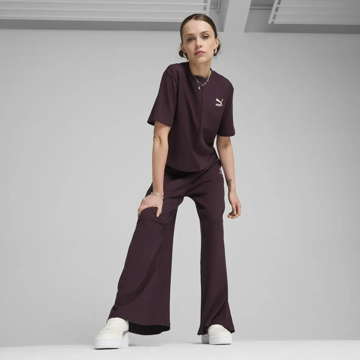 Puma CLASSICS Ribbed Relaxed Pant Siyah Kadın Eşofman Altı