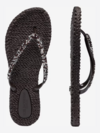 ILSE JACOBSEN Black Cheerful03G - Siyah Taşlı Parmak Arası Terlik