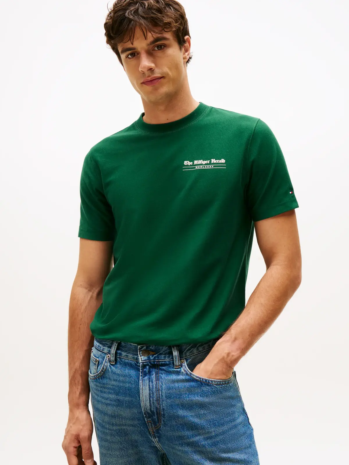 Tommy Hilfiger HILFIGER HERALD BACK, L6K Yeşil Erkek T-Shirt
