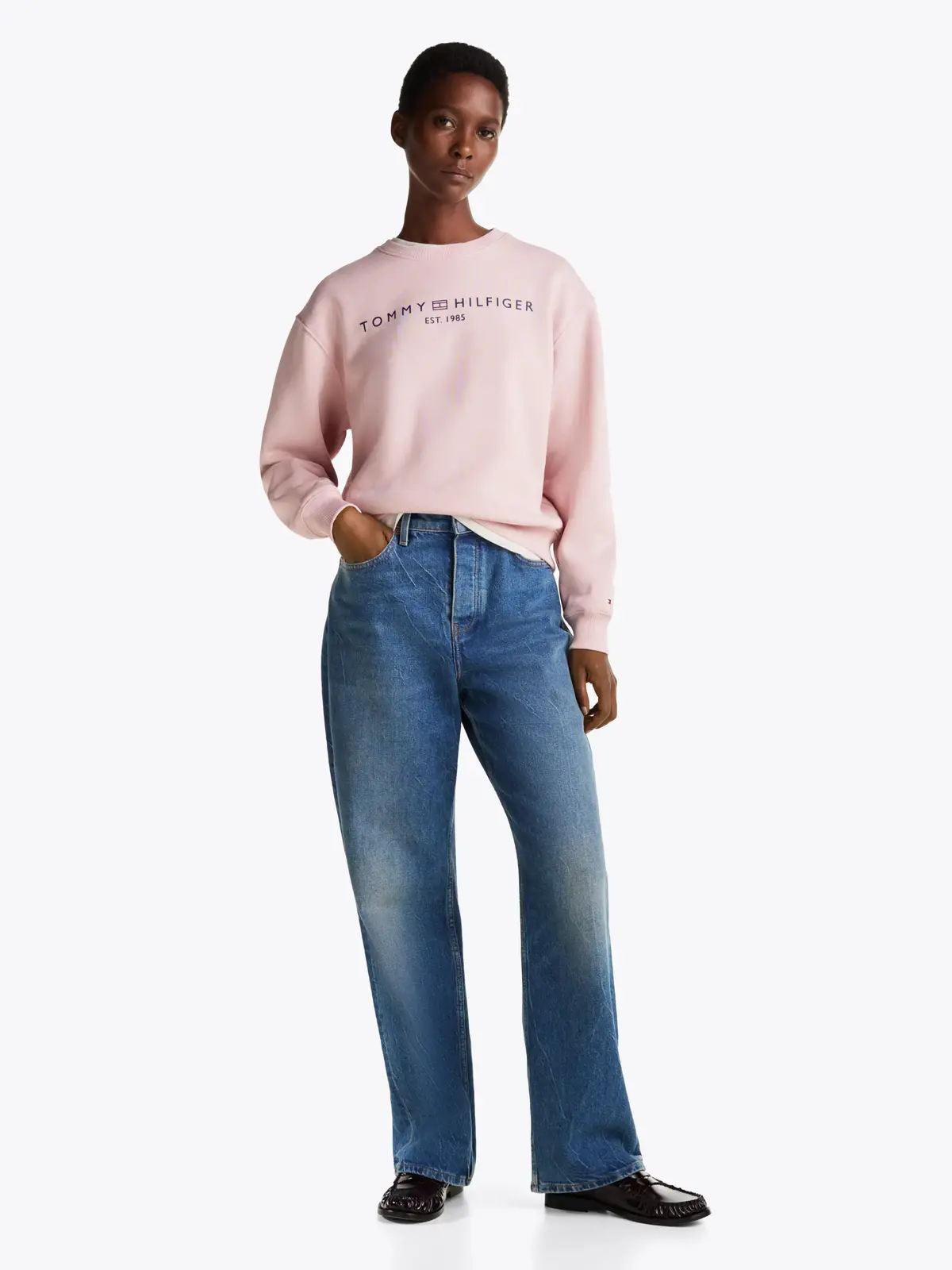 Tommy Hilfiger MDRN REG CORP LOGO C Kadın Pembe Sweatshirt