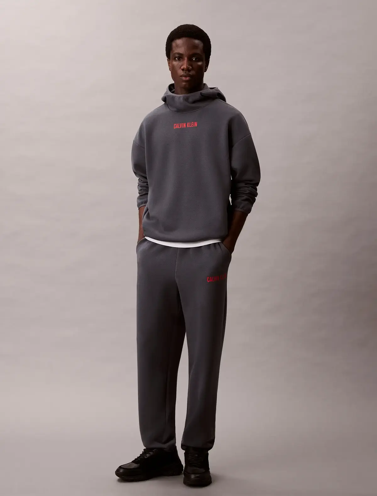 Calvin Klein HOODIE Gri Erkek Kapüşonlu Sweatshirt