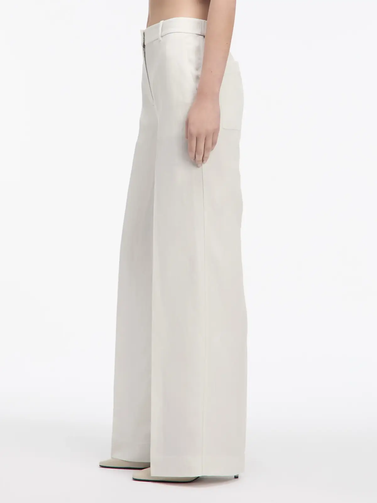 Calvin Klein LINEN BLEND WIDE LEG, ADA Beyaz Kadın Pantolon