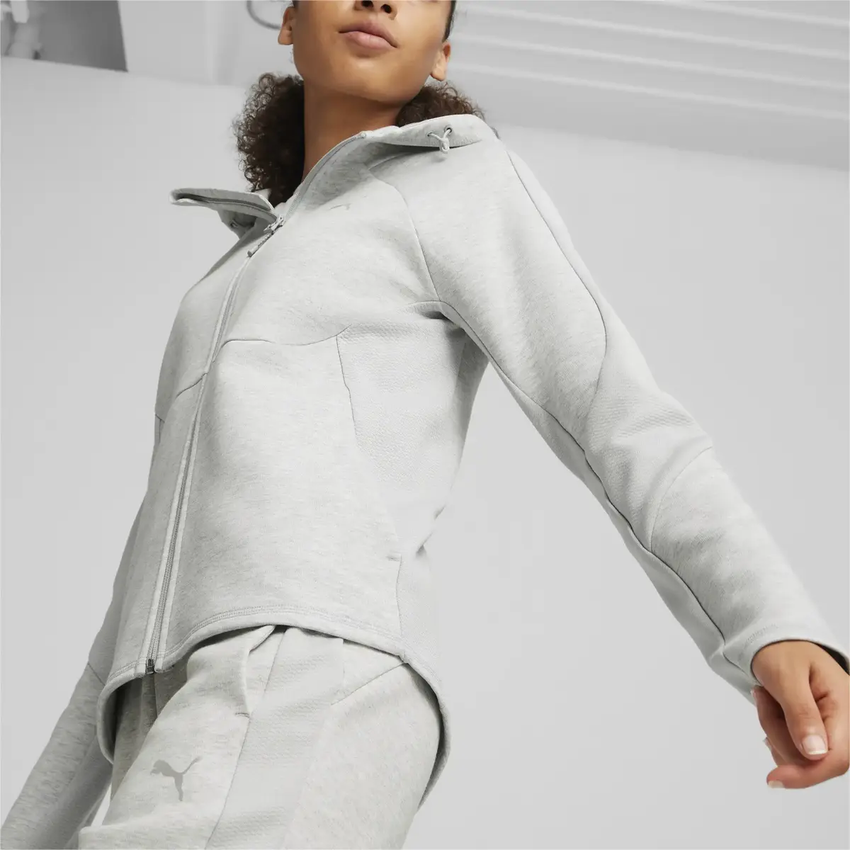 Puma EVOSTRIPE FZ Hoodie Gri Kadın Sweatshirt