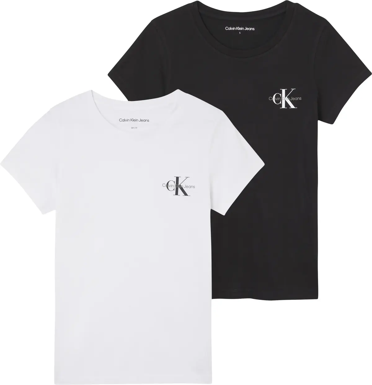 Calvin Klein 2-PACK MONOLOGO SLIM Kadın Siyah T-Shirt