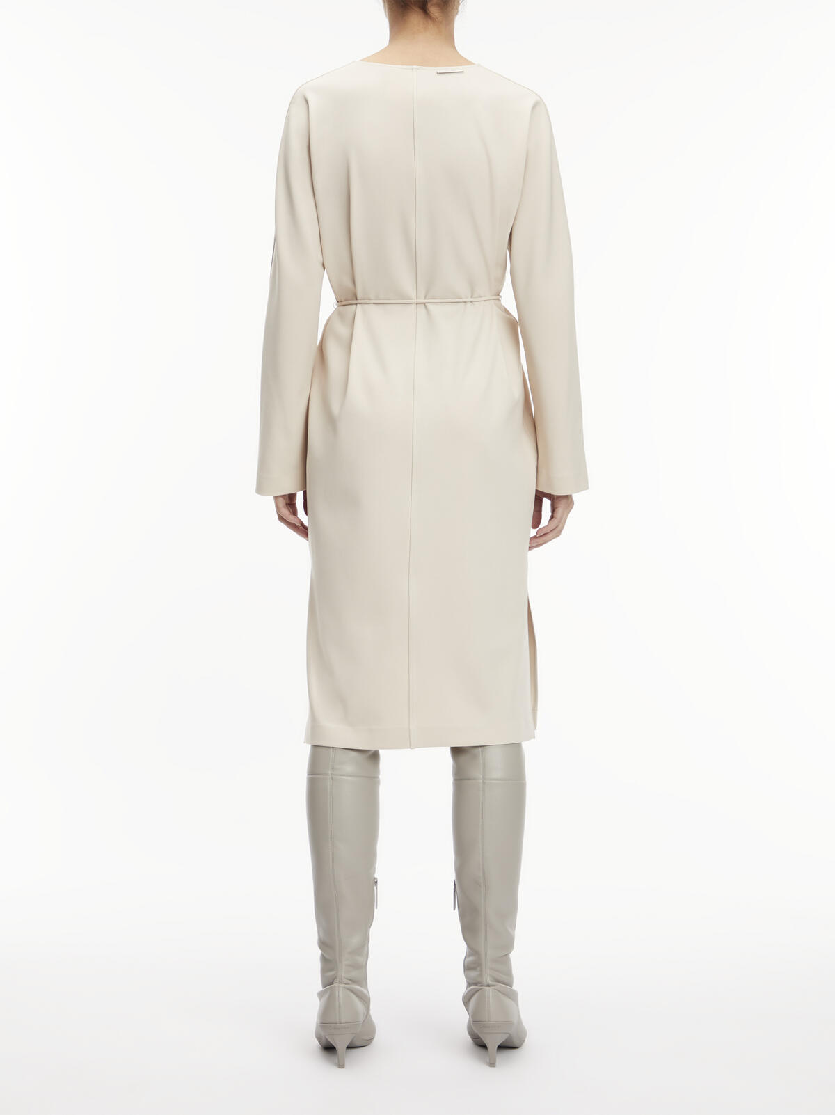 Calvin Klein STRUCTURE TWILL V NE Kadın Krem Elbise