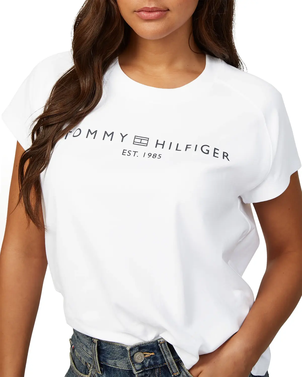 Tommy Hilfiger MDRN CAP SLV CORP LO, YCF Beyaz Kadın T-Shirt & Polo