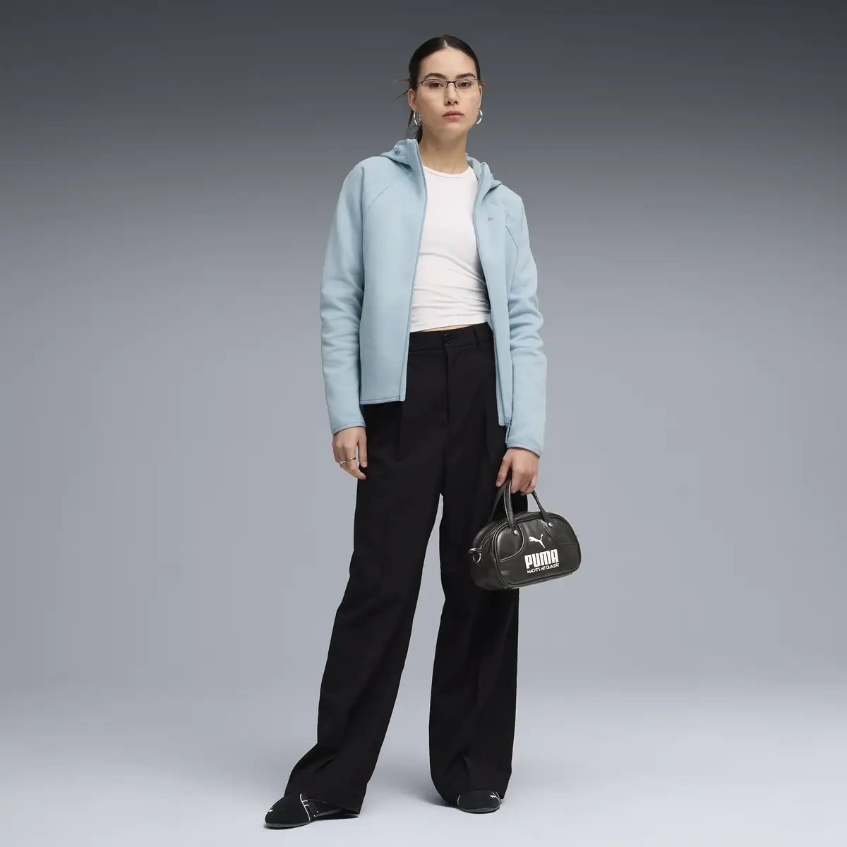 Puma EVOSTRIPE Full-Zip Hoodie DK Mavi Kadın Kapüşonlu Sweatshirt