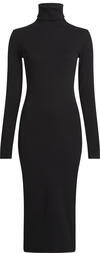 Calvin Klein LOGO ELASTIC RIB LON Kadın Siyah Elbise