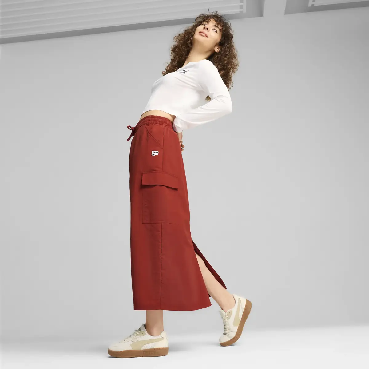 Puma DOWNTOWN Cargo Midi Skirt Kırmızı Kadın Elbise-Etek
