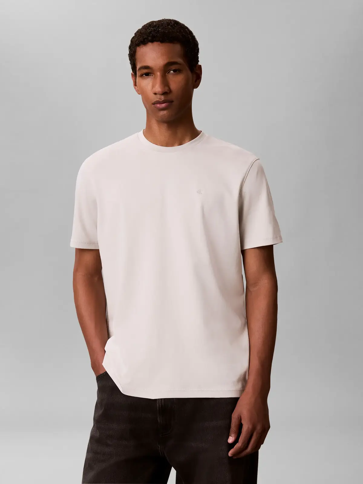Calvin Klein SS SUPIMA CHEST EMB, PDJ Bej Erkek T-Shirt