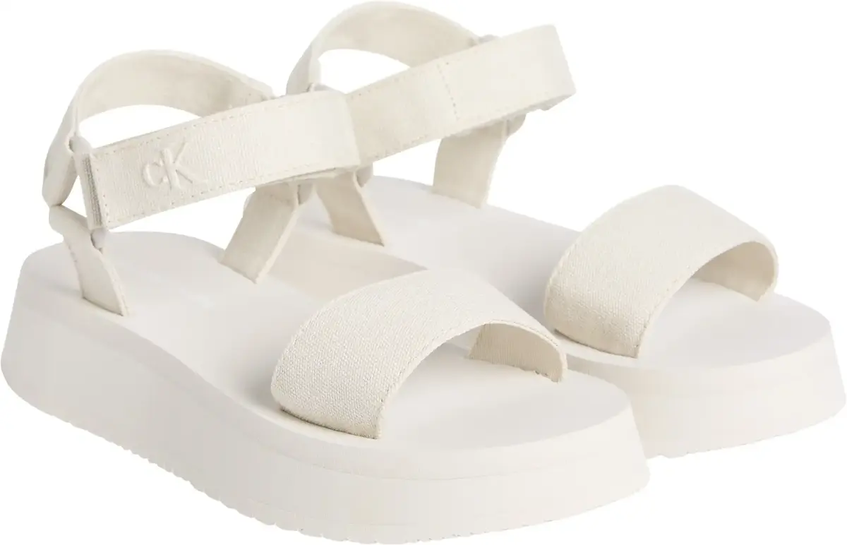 Calvin Klein SANDAL VELCRO WEBBIN, AEO Krem Kadın Terlik
