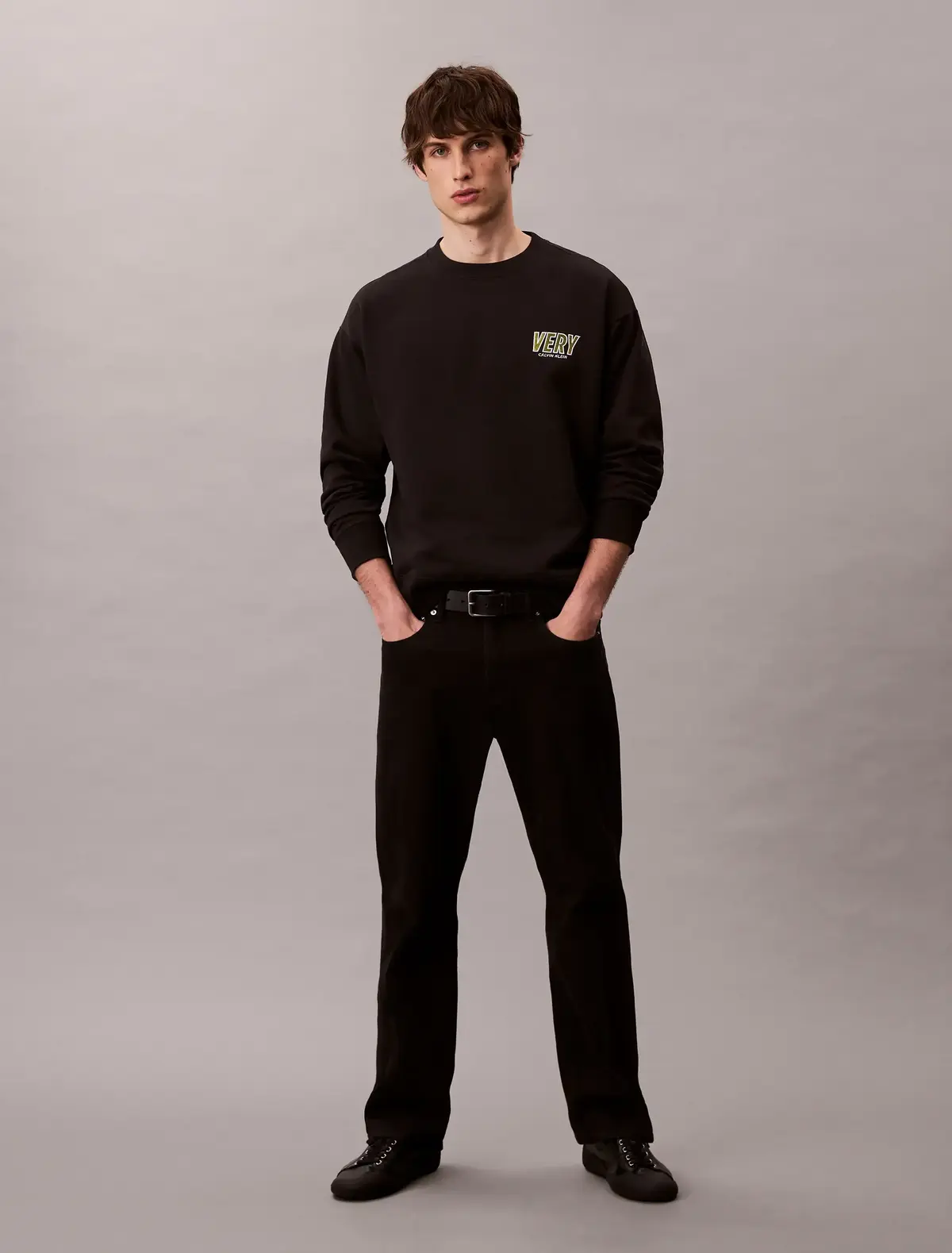 Calvin Klein PREMIUM FLEECE LOGO, UB1 Siyah Erkek Sweatshirt