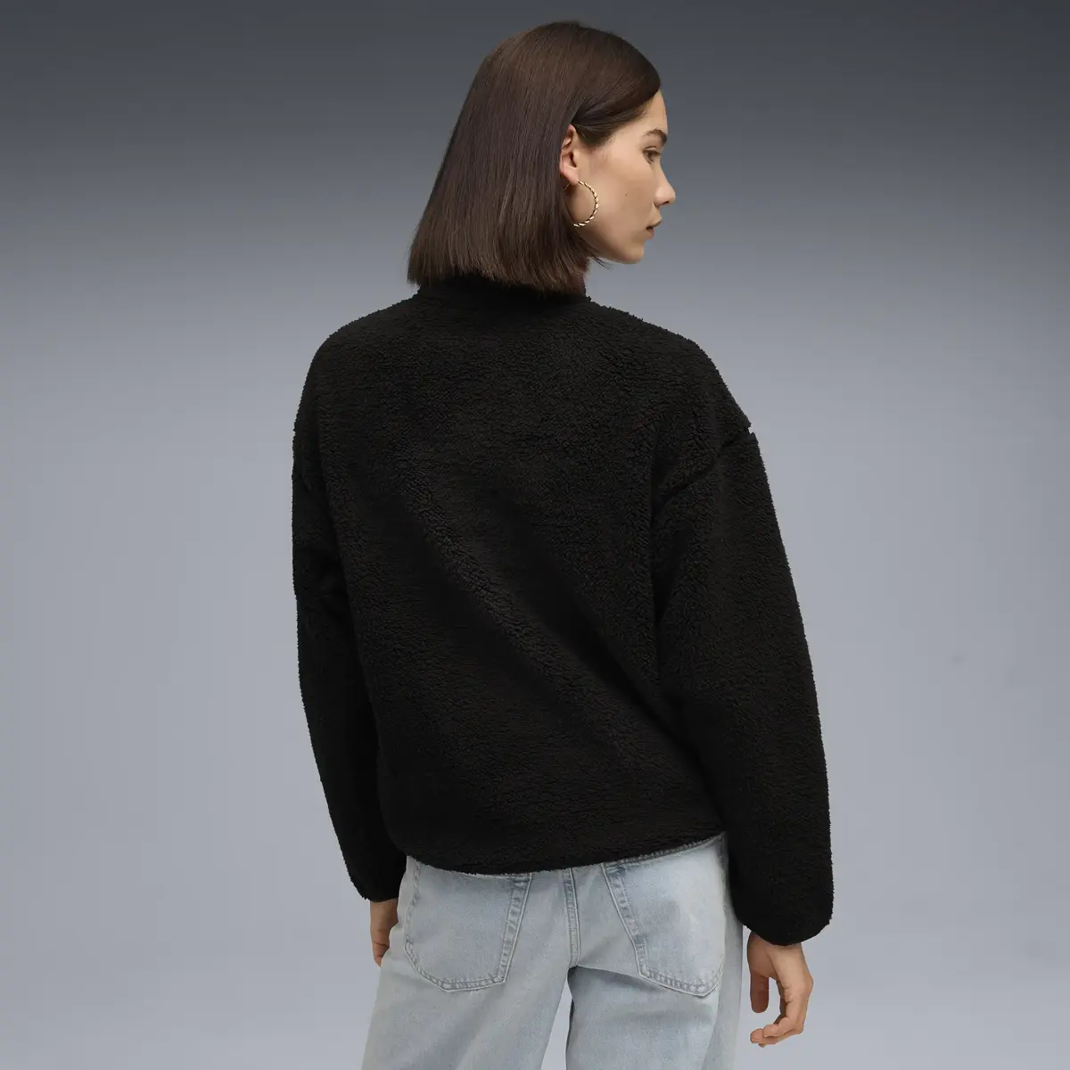 Puma ESS ELEVATED Half-Zip Crew Siyah Kadın Sweatshirt