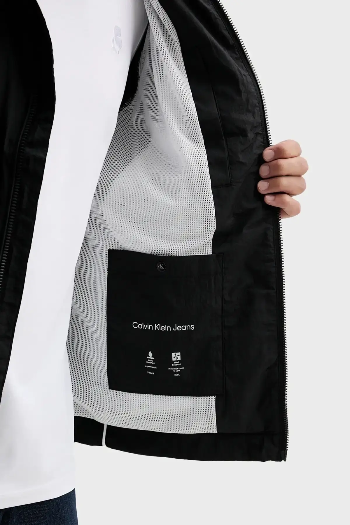 Calvin Klein LS CRINKLE STAND COLLAR TRACK JA Siyah Erkek Ceket