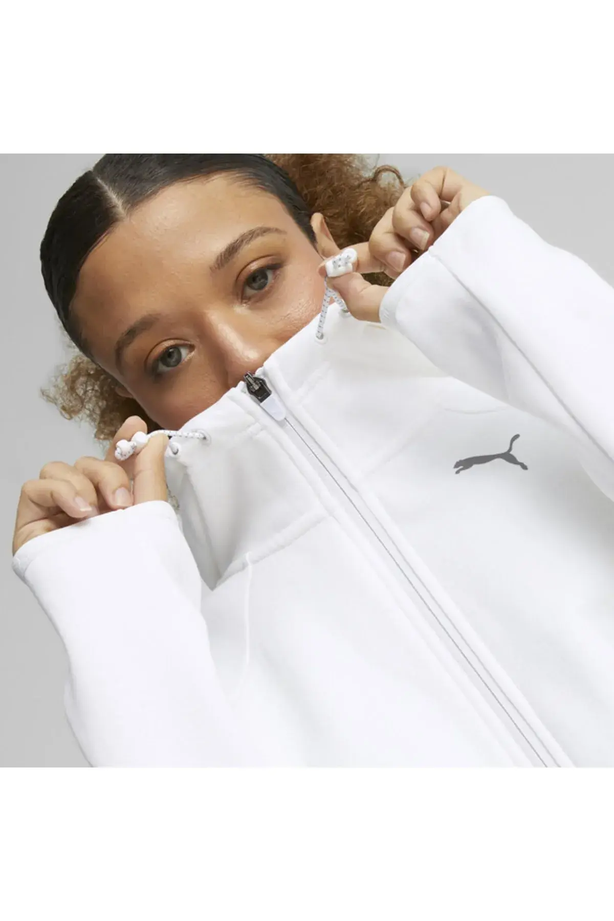 Puma Evostripe Full-Zip Hoodie Beyaz Kadın Fermuarlı Hoodie