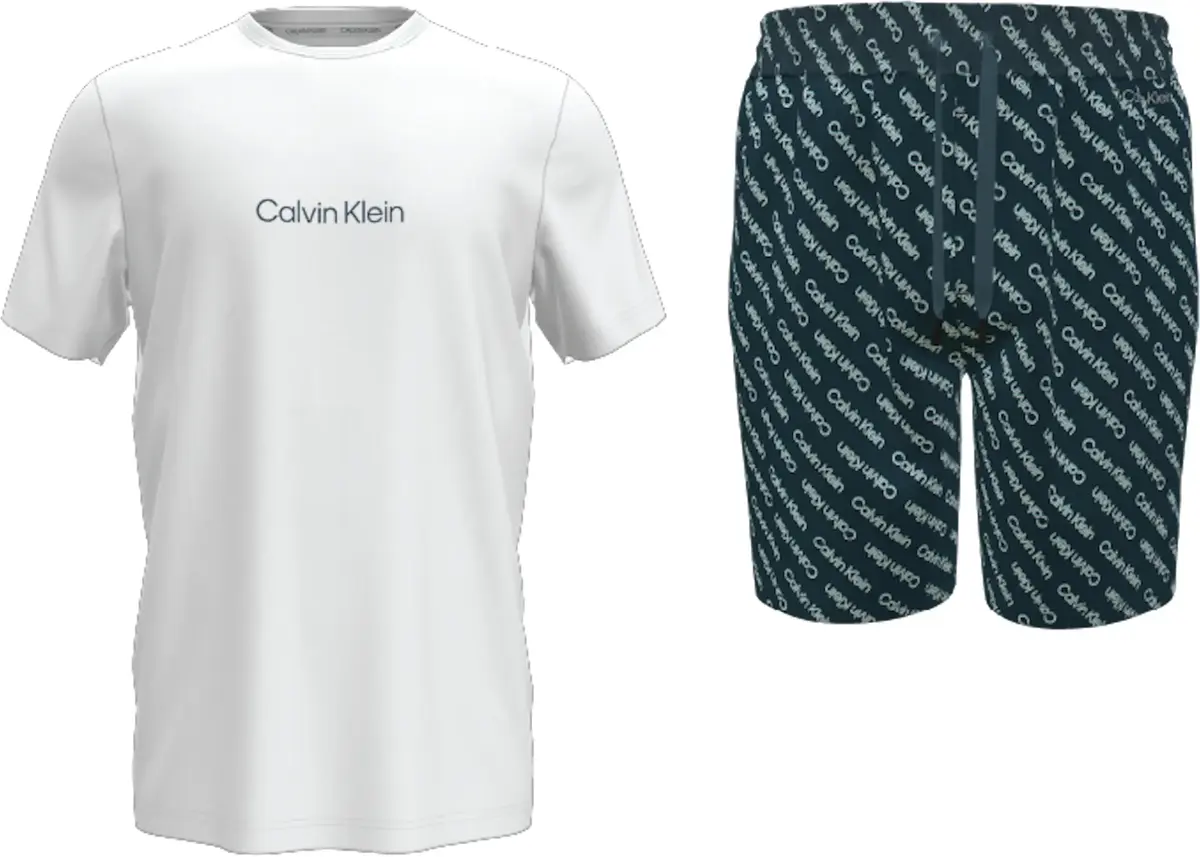 Calvin Klein S/S KNIT SHORT SET Erkek mavi Eşofman Takımı