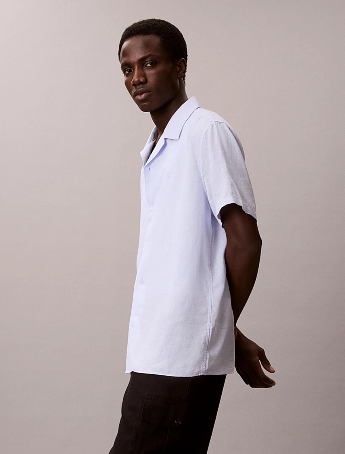 Calvin Klein SS CMP CLR SLD LINEN, 3T4, S Mavi Erkek Gömlek
