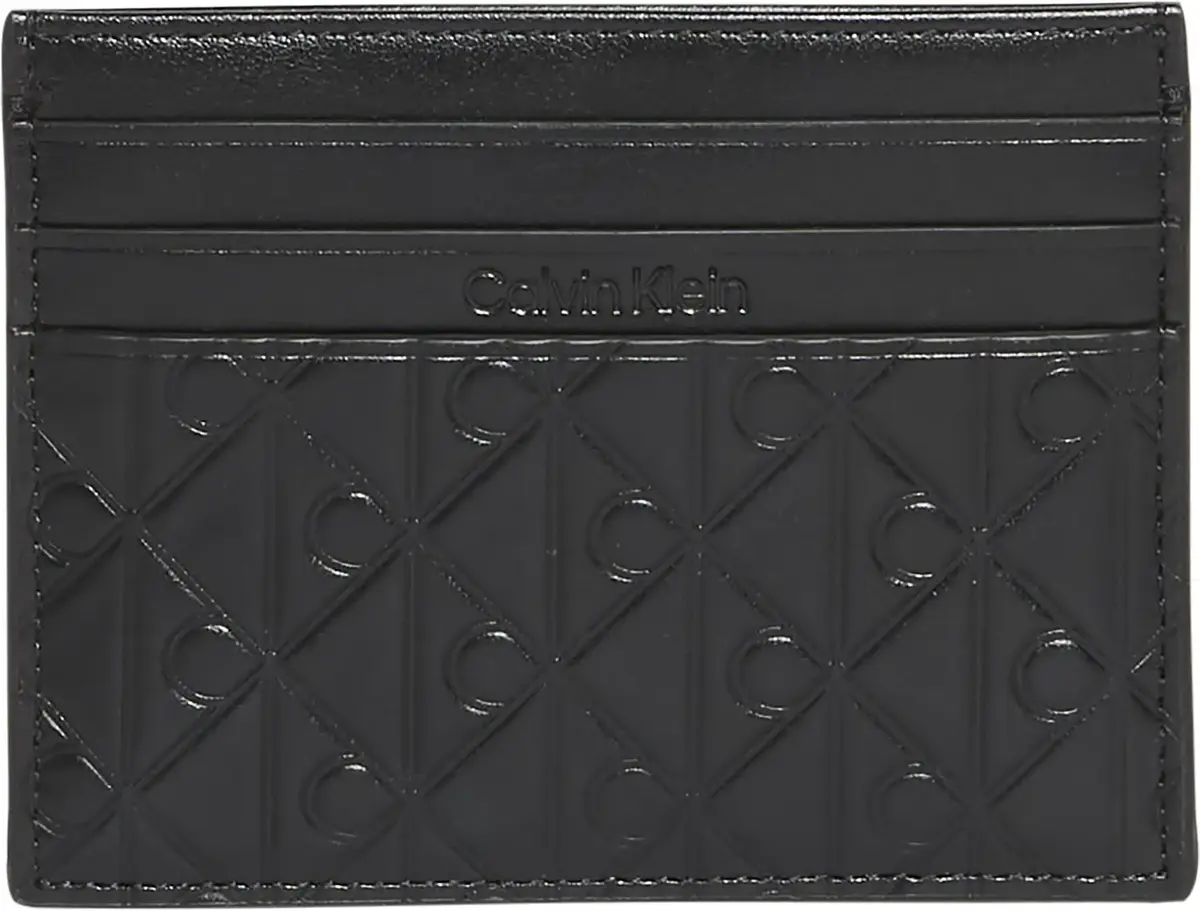 Calvin Klein EMBOSSED EMBLEM CARD CASE Erkek Siyah Cüzdan