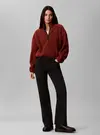 Calvin Klein SHERPA 1/4 ZIP CONTR, XWB Bordo Kadın Sweatshirt
