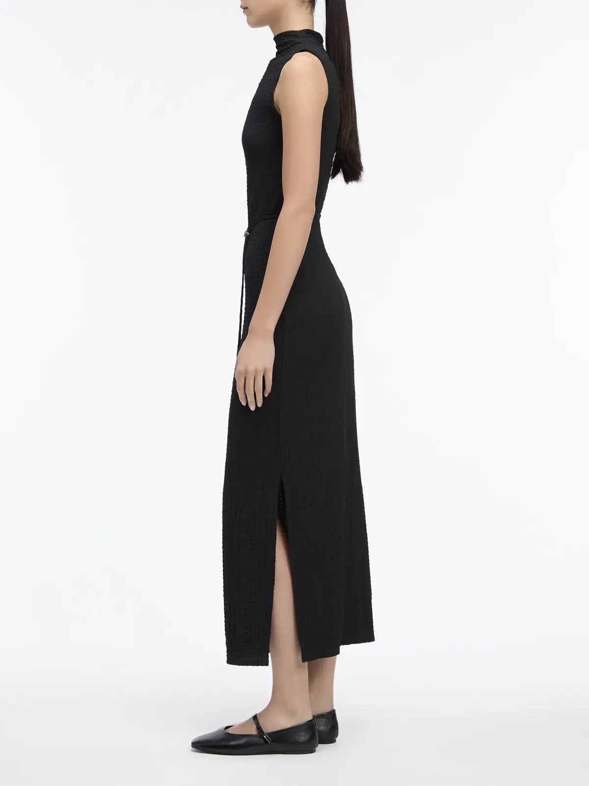 Calvin Klein CRINKLE JERSEY ANKLE, BEH Siyah Kadın Elbise-Etek