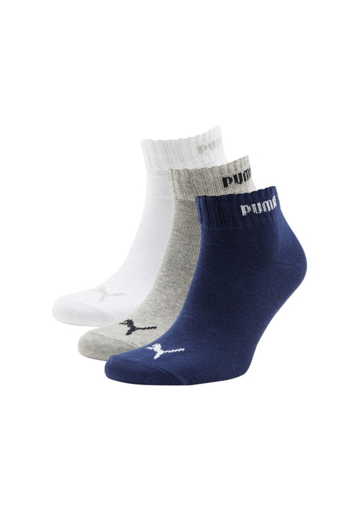 PUMA Puma Quarter-V 3P navy Beyaz Kadın 3'lü Çorap