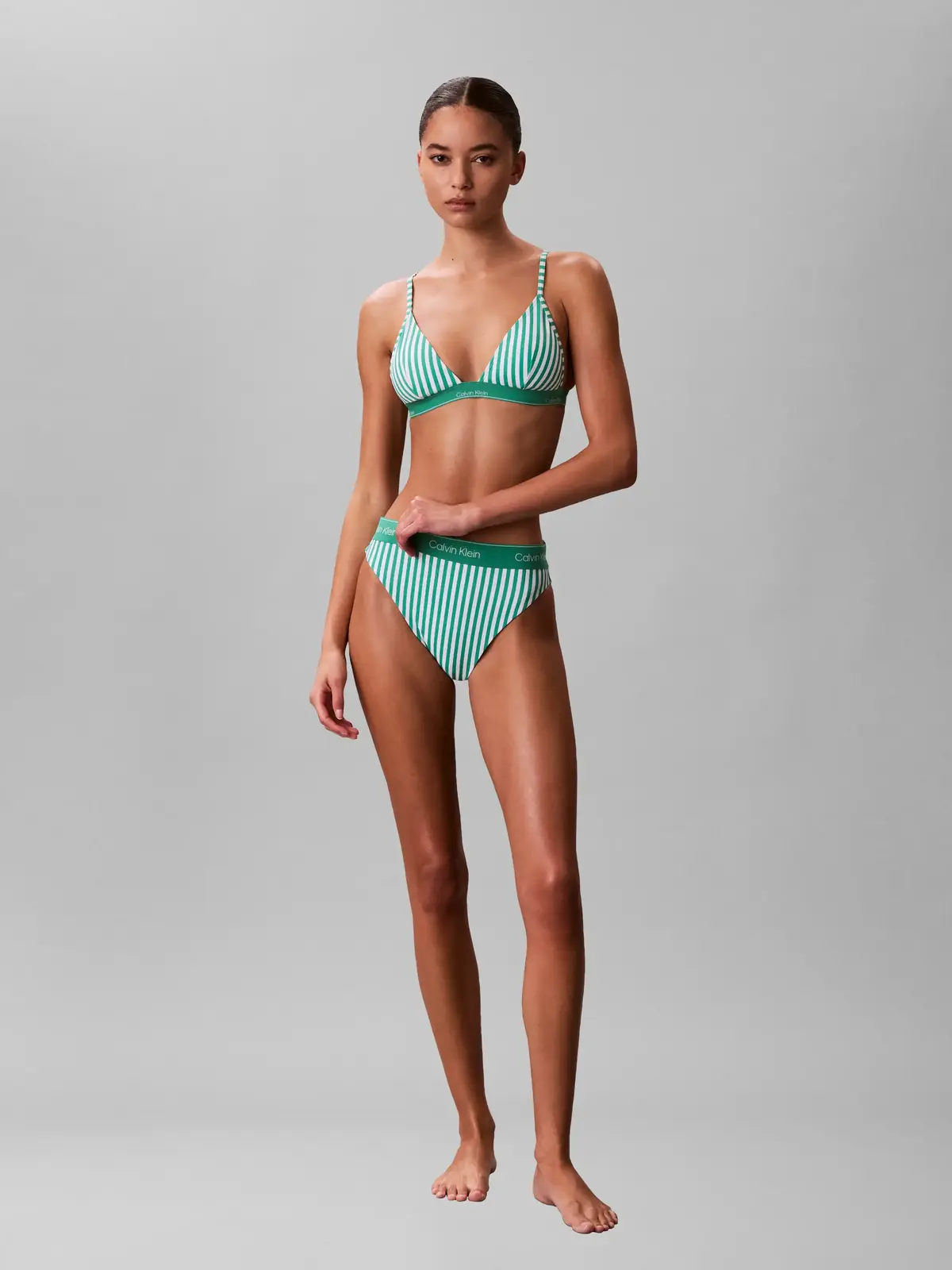 Calvin Klein TRIANGLE Yeşil Üçgen Bikini Üst