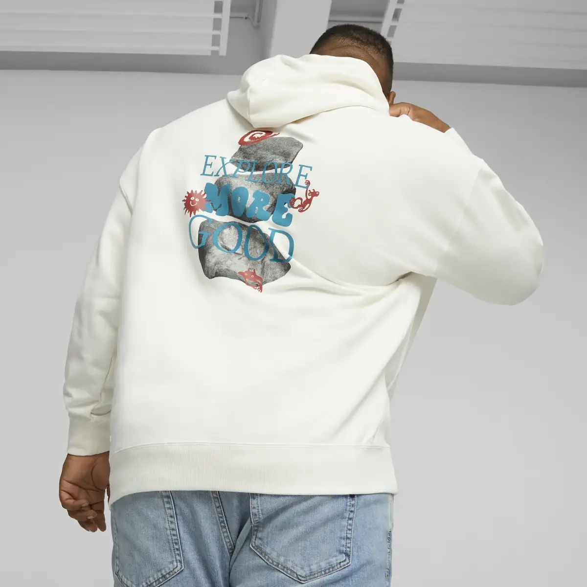 Puma DOWNTOWN Graphic Hoodie Krem Erkek Sweatshirt