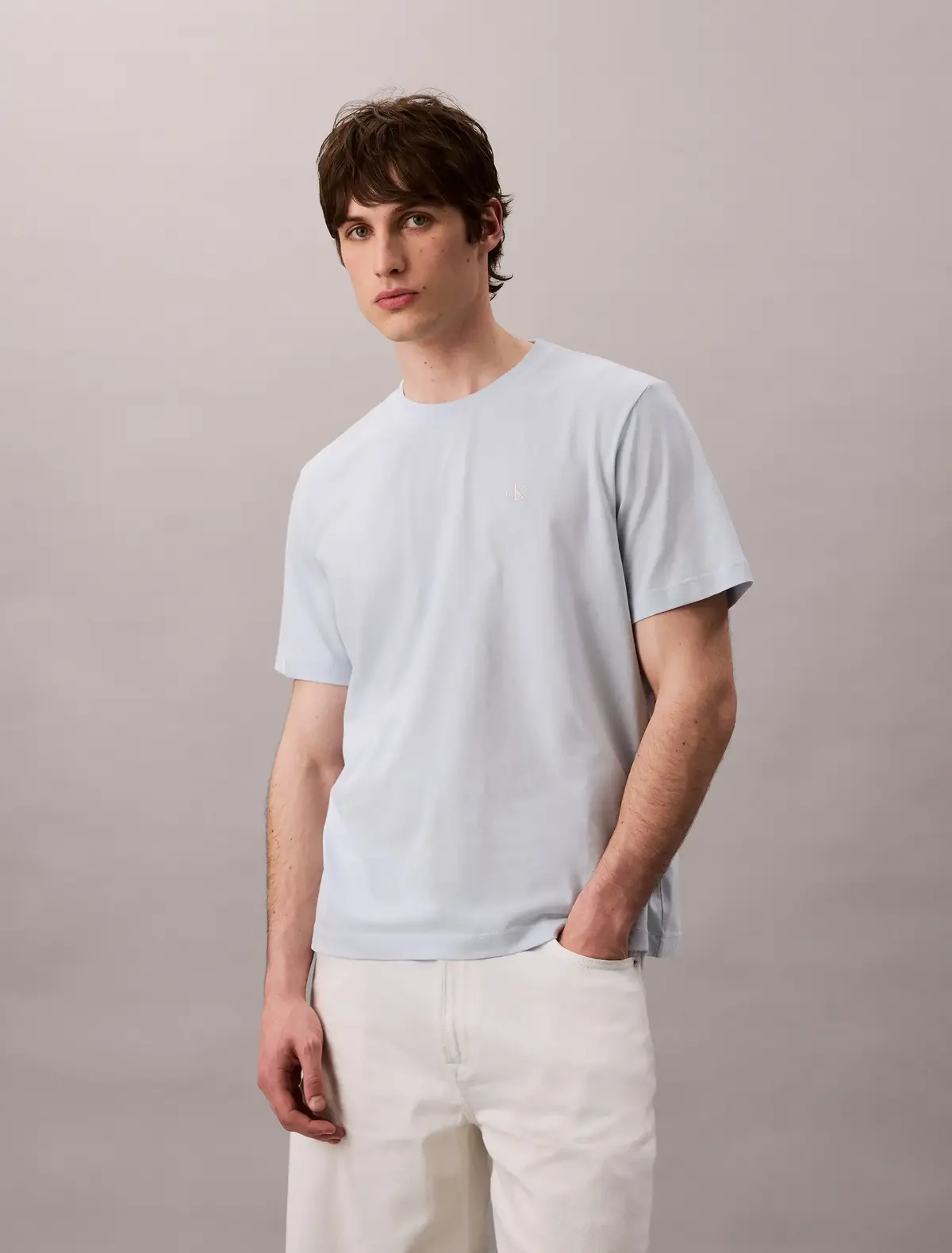 Calvin Klein SS EASY MONOGRAM TEE, CIQ Açık Mavi Erkek T-Shirt