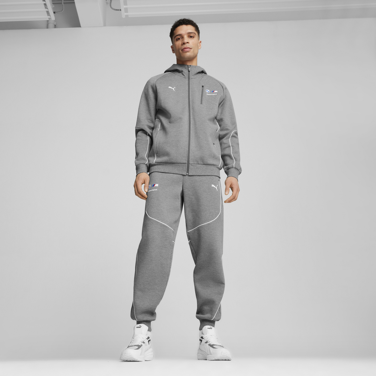 Puma BMW MMS HOODED SWEAT JKT Gri Erkek Sweatshirt