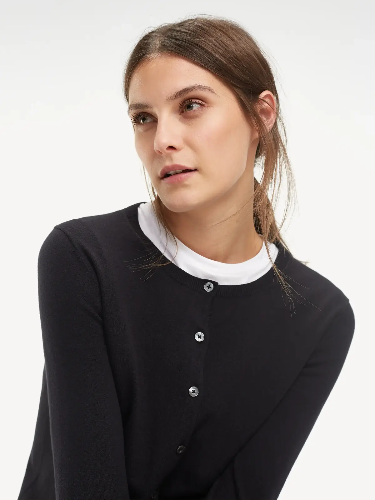 Tommy Hilfiger HERITAGE BUTTON-UP C Kadın Gri Kazak