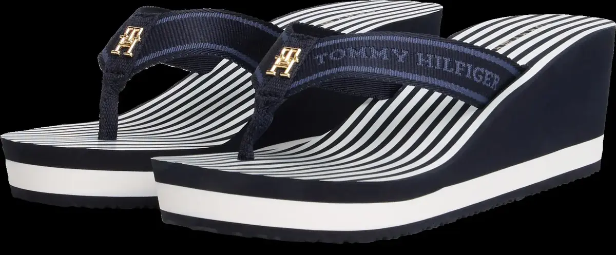 Tommy Hilfiger TH STRIPES WEDGE BEA, DW6 Siyah Kadın Terlik