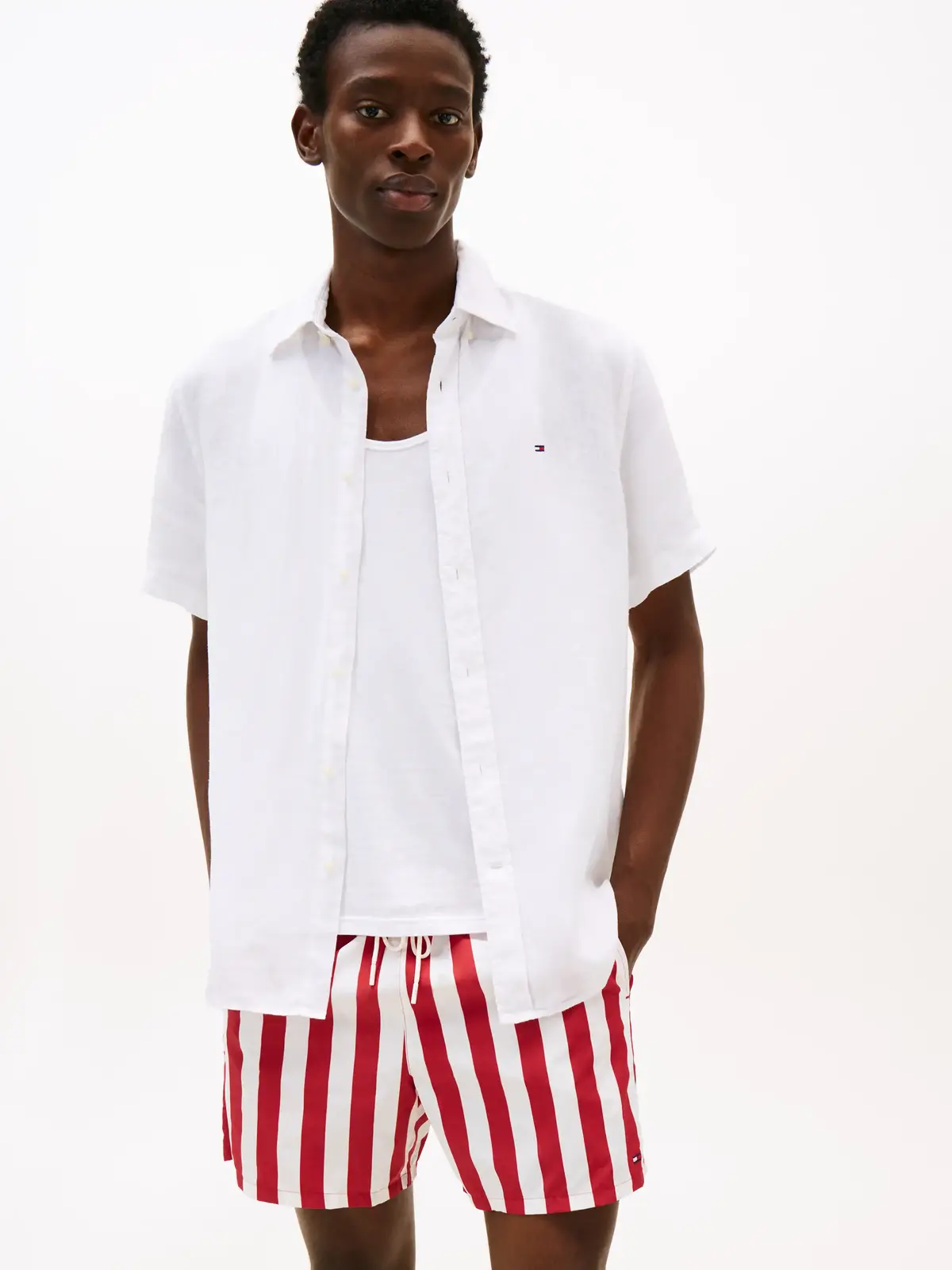 Tommy Hilfiger PIGMENT DYED LINEN R, YCF Beyaz Erkek Gömlek