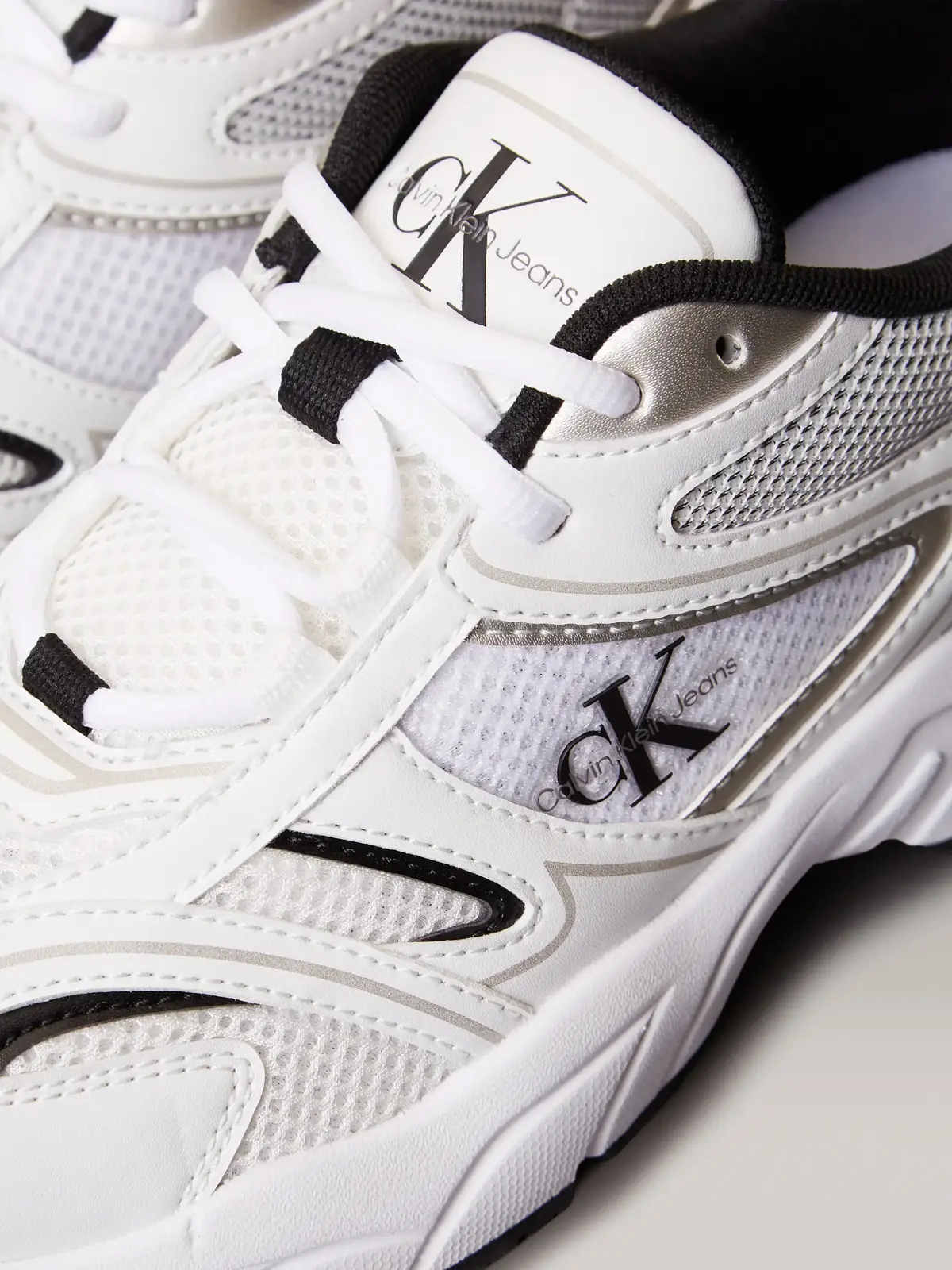 Calvin Klein RETRO TENNIS MESH ML, 01W Beyaz Kadın Spor Ayakkabı & Sneaker