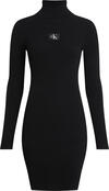 Calvin Klein BADGE ROLL NECK SWEA Kadın Siyah Elbise