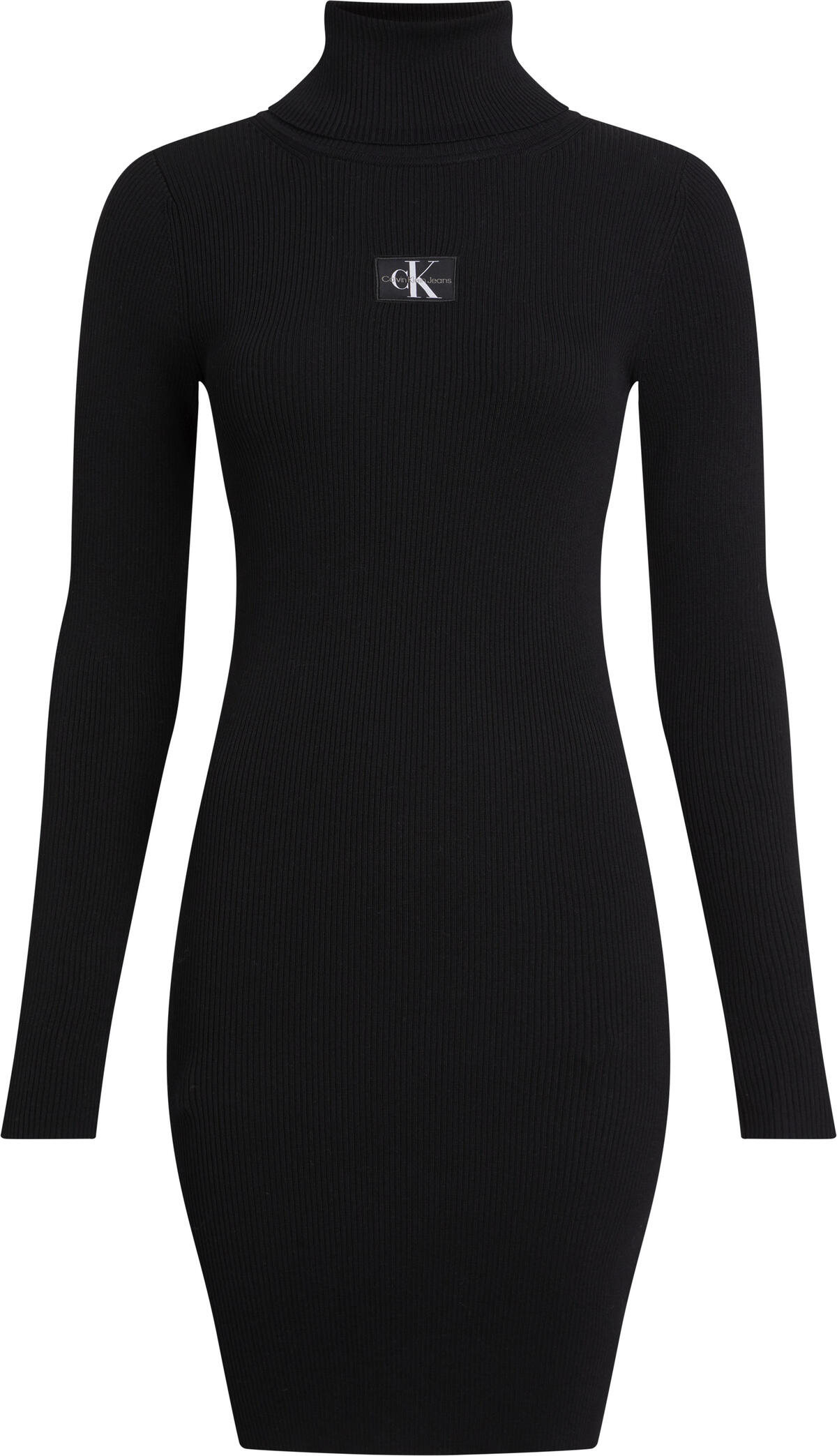 Calvin Klein BADGE ROLL NECK SWEA Kadın Siyah Elbise