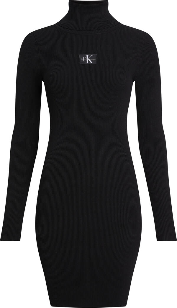 Calvin Klein BADGE ROLL NECK SWEA Kadın Siyah Elbise Calvin Klein BADGE ROLL NECK SWEA Kadın Siyah Elbise