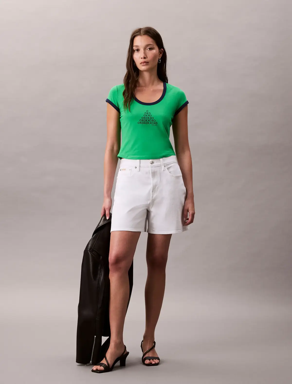 Calvin Klein SS PM C GRPHC SCP NK Yeşil Kadın Tişört