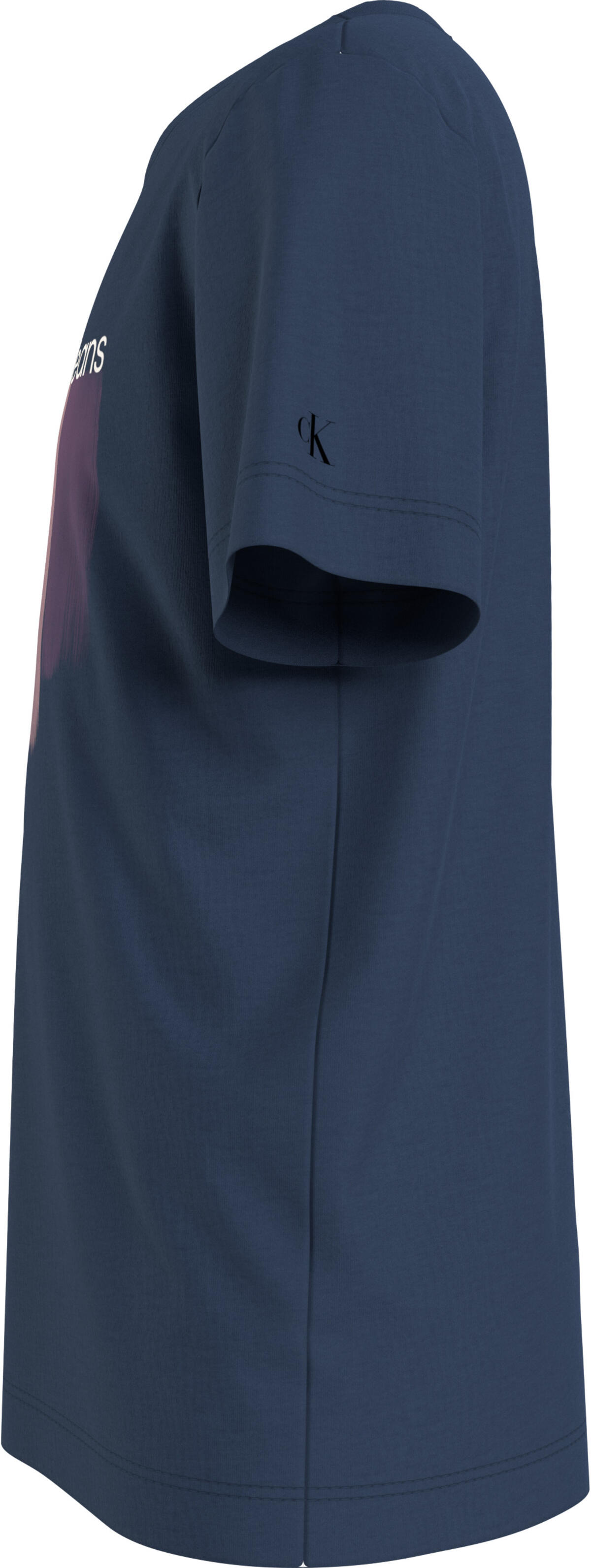Calvin Klein PLACED BRUSHSTROKES Erkek Mavi T-Shirt