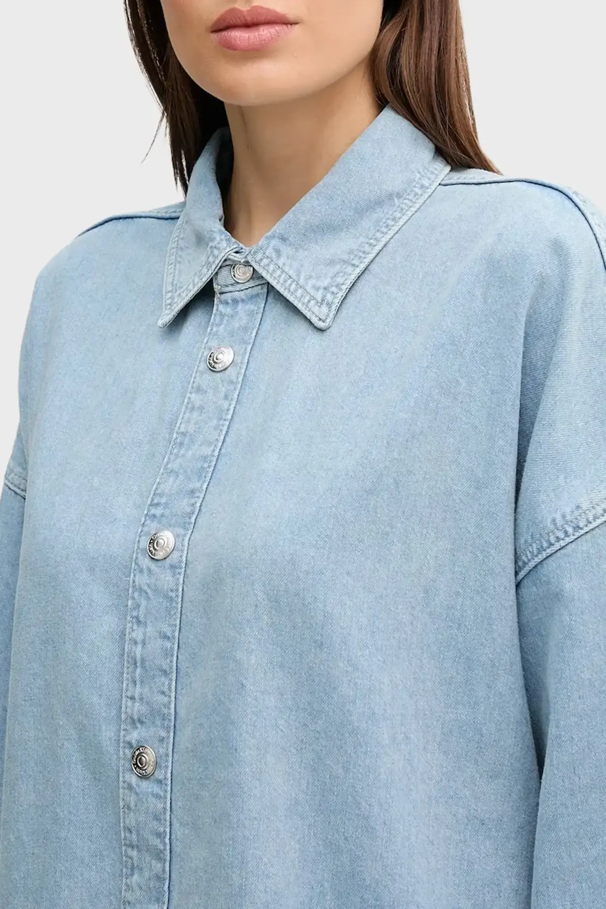 Calvin Klein RELAXED LINEN DENIM SHIRT AARON Mavi Kadın Gömlek Calvin Klein RELAXED LINEN DENIM SHIRT AARON Mavi Kadın Gömlek