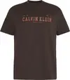 Calvin Klein SS 30S WHSL CALVIN COLL WORD GRA Erkek Kahverengi T-Shirt